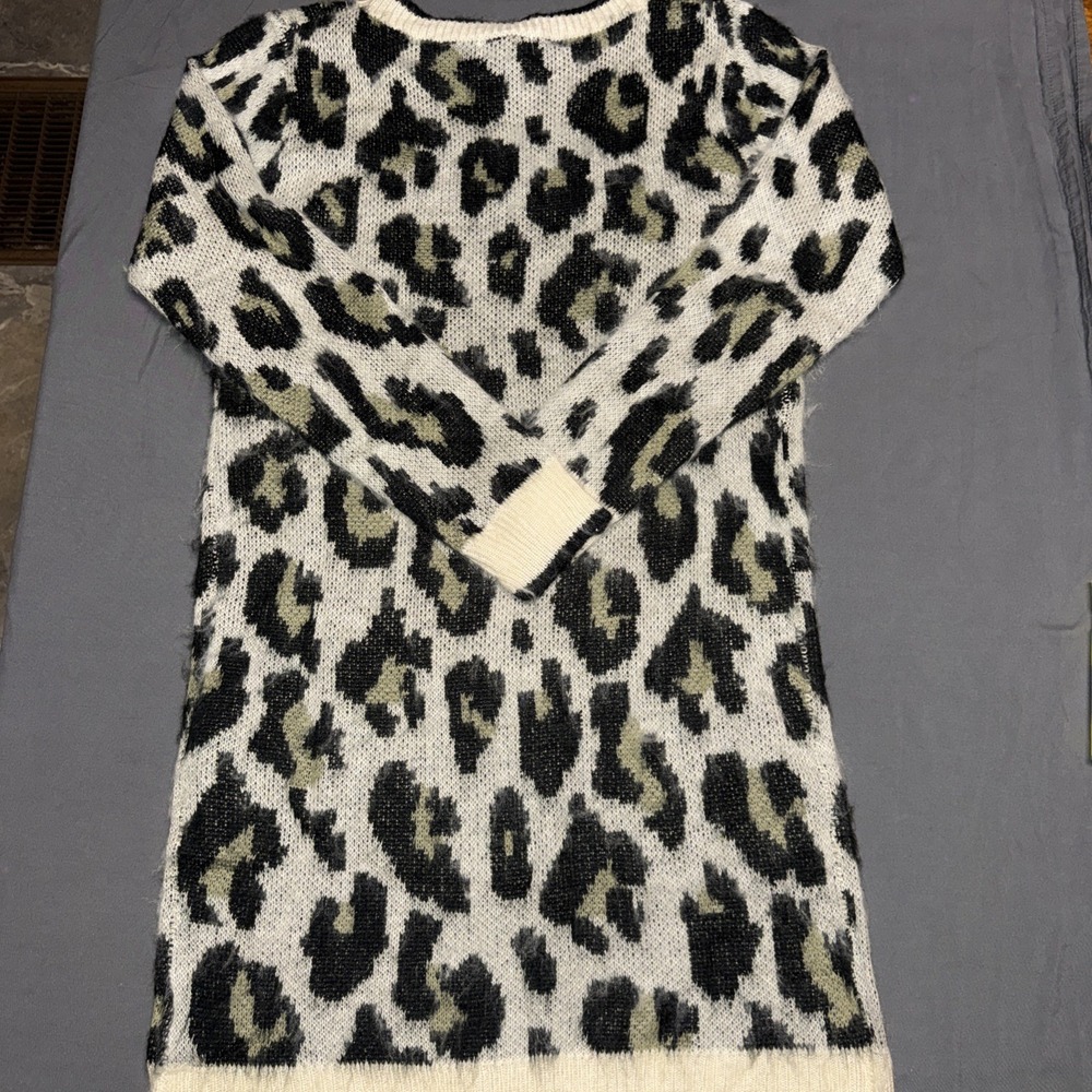 NWT Umgee Leopard Print Fuzzy Mini Sweater Dress, Size S, Cozy - Picture 6 of 6
